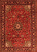 Serging Thickness of Machine Washable Medallion Orange Traditional Area Rugs, wshtr2142org