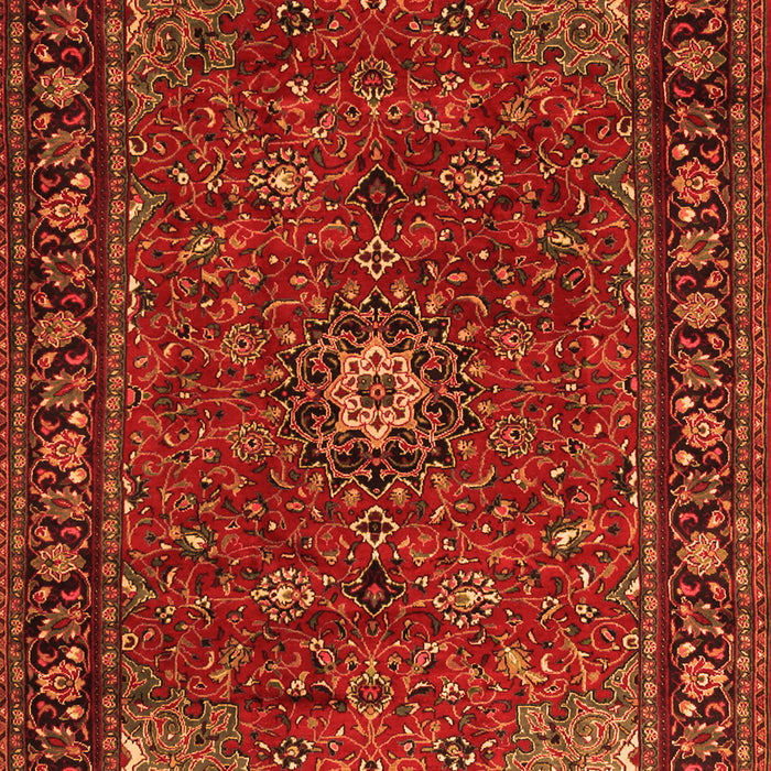 Serging Thickness of Machine Washable Medallion Orange Traditional Area Rugs, wshtr2142org