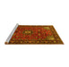 Sideview of Machine Washable Medallion Yellow Traditional Rug, wshtr2142yw