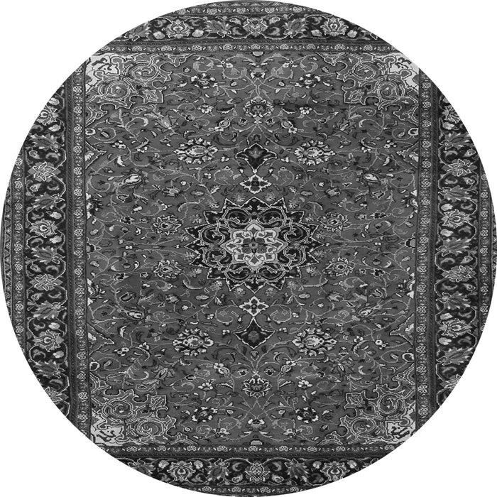 Machine Washable Medallion Gray Traditional Rug, wshtr2142gry
