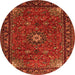 Square Medallion Orange Traditional Rug, tr2142org