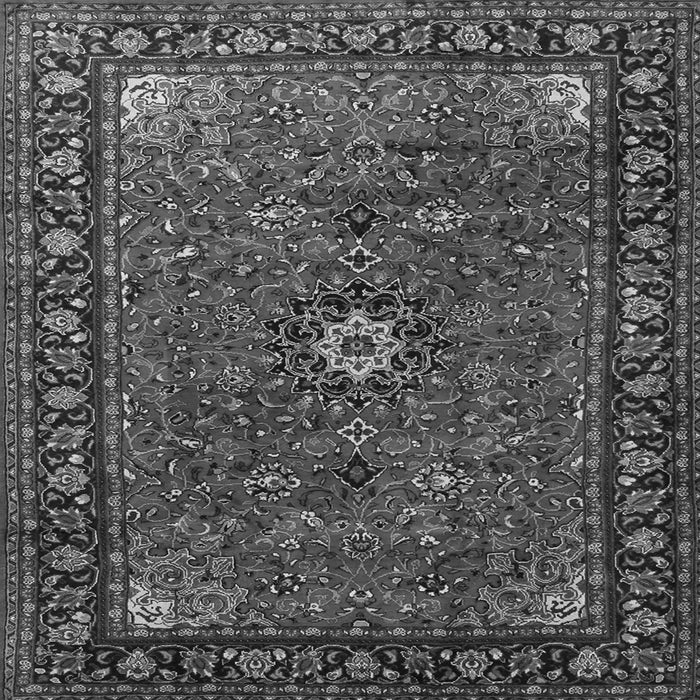 Round Machine Washable Medallion Gray Traditional Rug, wshtr2142gry