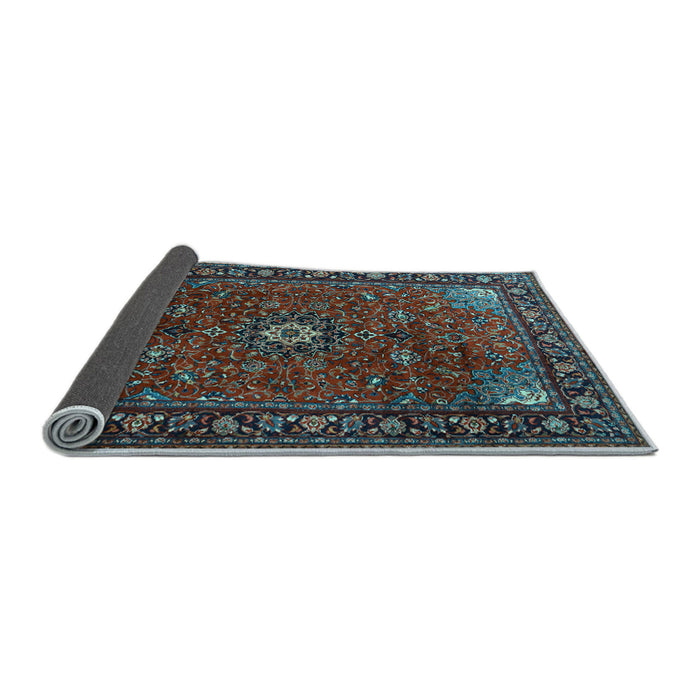 Sideview of Medallion Light Blue Traditional Rug, tr2142lblu