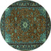 Round Medallion Turquoise Traditional Rug, tr2142turq