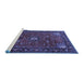 Sideview of Machine Washable Medallion Blue Traditional Rug, wshtr2142blu