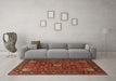 Machine Washable Medallion Brown Traditional Rug in a Living Room,, wshtr2142brn