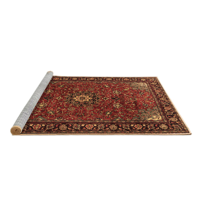 Sideview of Machine Washable Medallion Brown Traditional Rug, wshtr2142brn