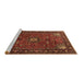 Sideview of Machine Washable Medallion Brown Traditional Rug, wshtr2142brn