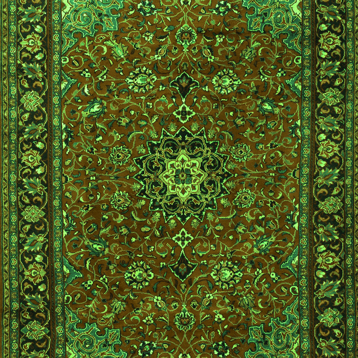 Serging Thickness of Machine Washable Medallion Green Traditional Area Rugs, wshtr2142grn
