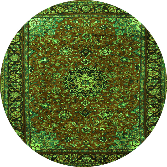 Machine Washable Medallion Green Traditional Area Rugs, wshtr2142grn