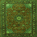 Round Machine Washable Medallion Green Traditional Area Rugs, wshtr2142grn