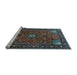 Sideview of Machine Washable Medallion Light Blue Traditional Rug, wshtr2142lblu