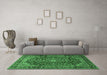 Machine Washable Medallion Emerald Green Traditional Area Rugs in a Living Room,, wshtr2143emgrn