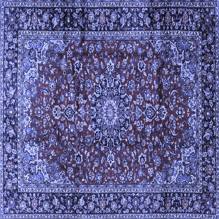Square Machine Washable Medallion Blue Traditional Rug, wshtr2143blu