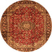 Square Medallion Orange Traditional Rug, tr2143org