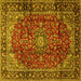 Square Medallion Yellow Traditional Rug, tr2143yw