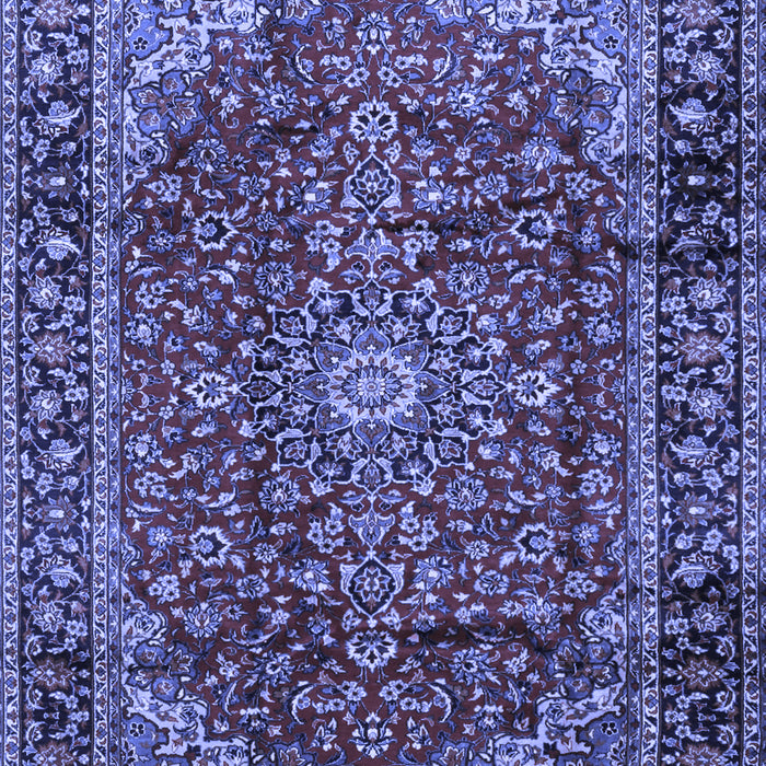 Machine Washable Medallion Blue Traditional Rug, wshtr2143blu