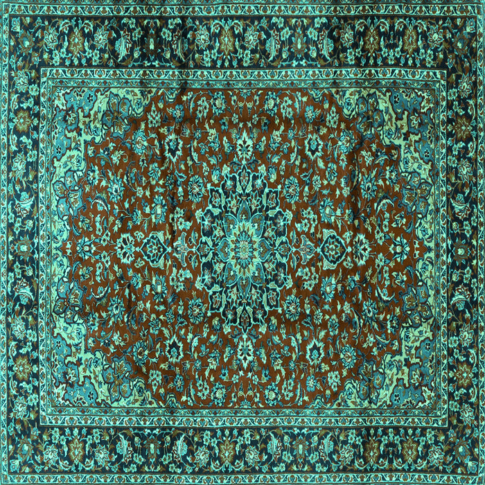 Square Medallion Turquoise Traditional Rug, tr2143turq