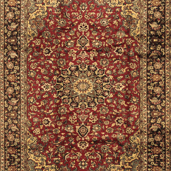 Machine Washable Medallion Brown Traditional Rug, wshtr2143brn