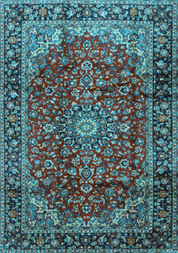 Medallion Light Blue Traditional Rug, tr2143lblu