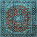 Square Medallion Light Blue Traditional Rug, tr2143lblu