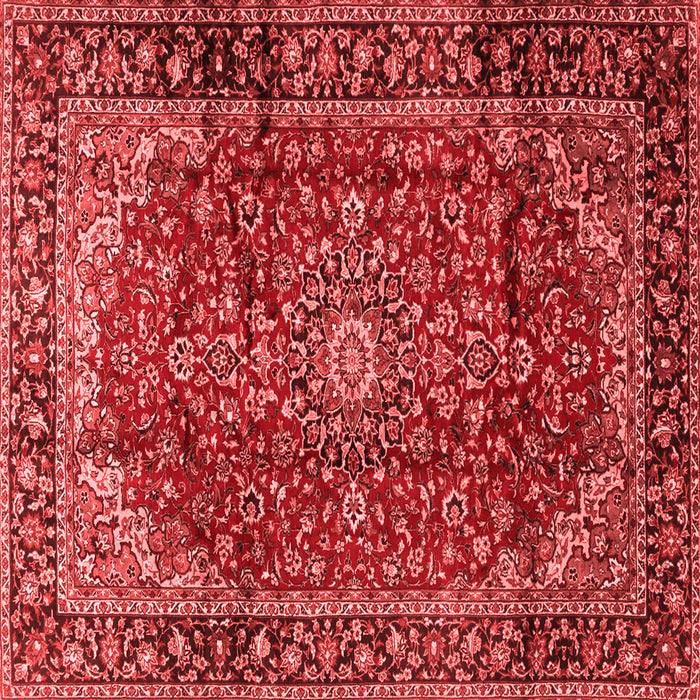 Machine Washable Medallion Red Traditional Rug, wshtr2143red