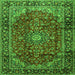 Round Machine Washable Medallion Green Traditional Area Rugs, wshtr2143grn