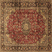 Square Medallion Brown Traditional Rug, tr2143brn