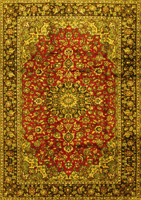 Medallion Yellow Traditional Rug, tr2143yw