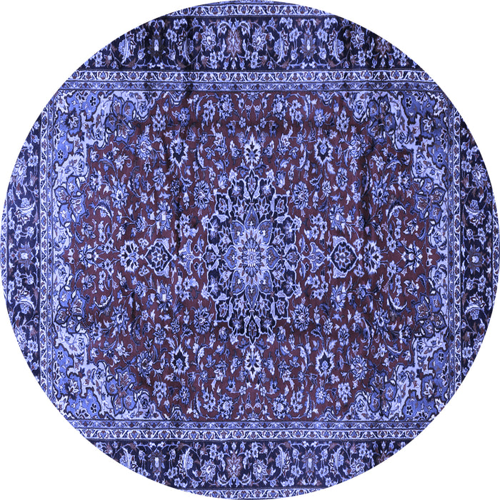 Round Medallion Blue Traditional Rug, tr2143blu
