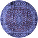 Round Medallion Blue Traditional Rug, tr2143blu