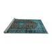 Sideview of Machine Washable Medallion Light Blue Traditional Rug, wshtr2143lblu