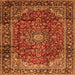 Serging Thickness of Medallion Orange Traditional Rug, tr2143org