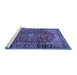 Sideview of Machine Washable Medallion Blue Traditional Rug, wshtr2143blu