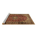 Sideview of Machine Washable Medallion Brown Traditional Rug, wshtr2143brn