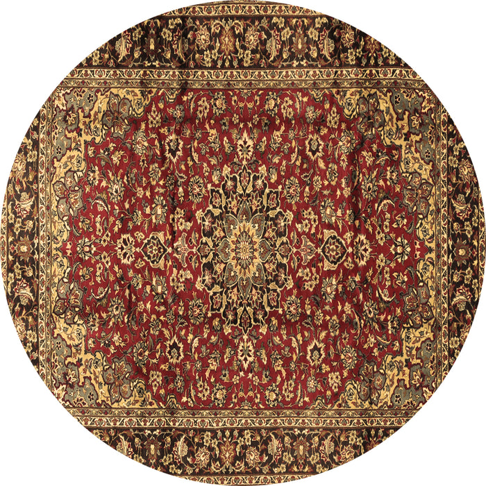 Round Medallion Brown Traditional Rug, tr2143brn