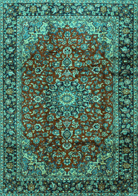 Medallion Turquoise Traditional Rug, tr2143turq