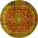 Round Medallion Yellow Traditional Rug, tr2143yw