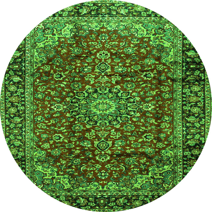 Machine Washable Medallion Green Traditional Area Rugs, wshtr2143grn