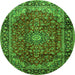 Machine Washable Medallion Green Traditional Area Rugs, wshtr2143grn