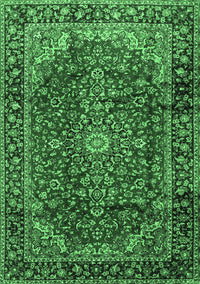 Medallion Emerald Green Traditional Rug, tr2143emgrn