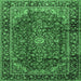 Square Medallion Emerald Green Traditional Rug, tr2143emgrn