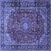 Square Medallion Blue Traditional Rug, tr2143blu