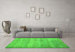 Machine Washable Persian Green Traditional Area Rugs in a Living Room,, wshtr2144grn