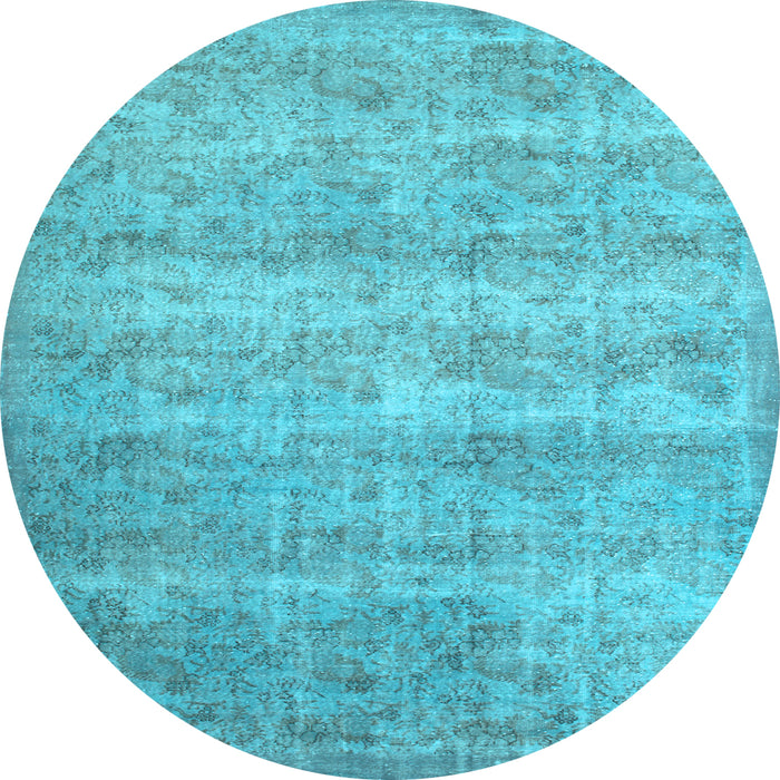 Round Machine Washable Persian Light Blue Traditional Rug, wshtr2144lblu