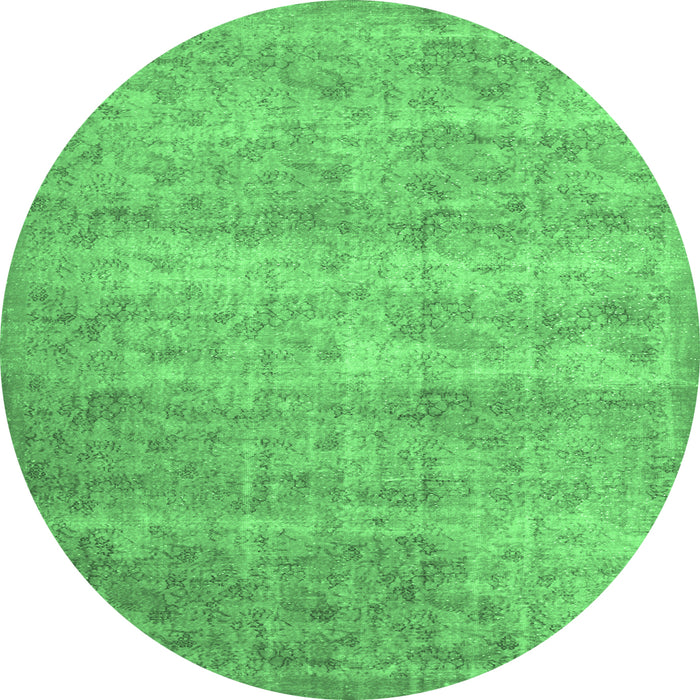 Round Machine Washable Persian Emerald Green Traditional Area Rugs, wshtr2144emgrn