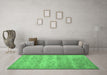 Machine Washable Persian Emerald Green Traditional Area Rugs in a Living Room,, wshtr2144emgrn