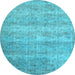 Round Persian Light Blue Traditional Rug, tr2144lblu