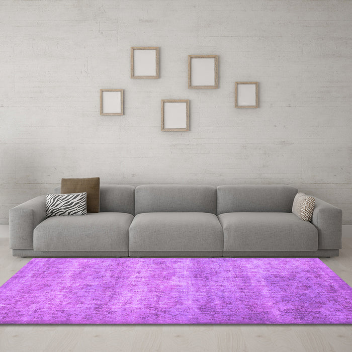 Machine Washable Persian Purple Traditional Area Rugs in a Living Room, wshtr2144pur