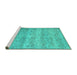 Sideview of Machine Washable Persian Turquoise Traditional Area Rugs, wshtr2144turq